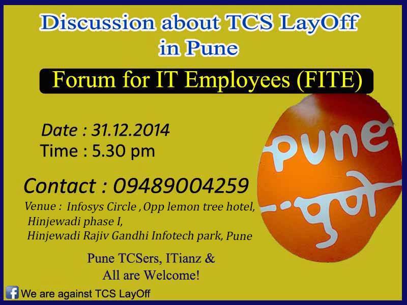 We-Are-Against-TCS-Layoffs-Discussion-Pune-poster