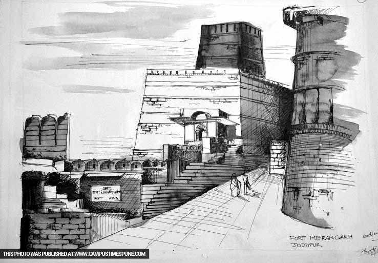 fort-merangarh-jodhpur-sketch