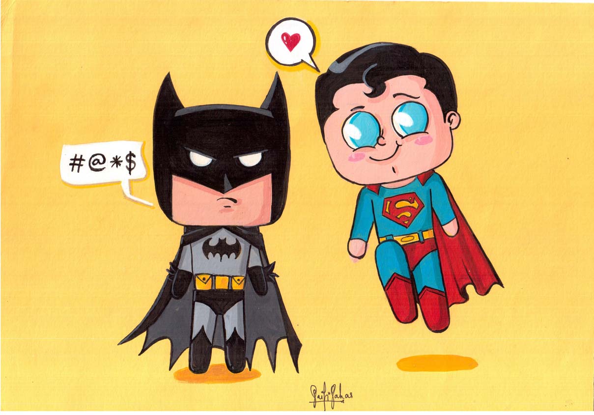 Batman and Superman Batman-vs-Superman-bffs-superhero-chibi