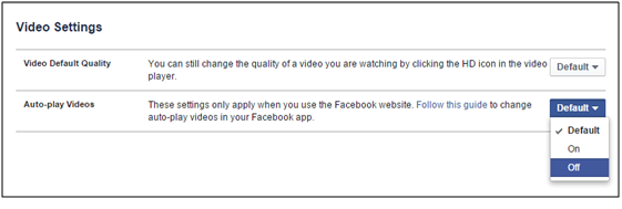 Stop Autoplay Video on Facbook Settings