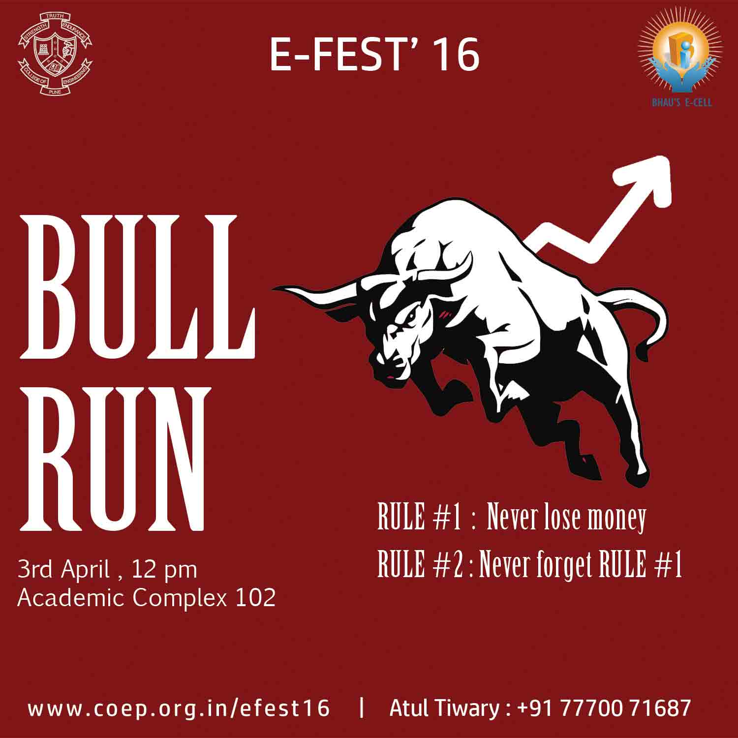 bull run event coep pune efest 2016