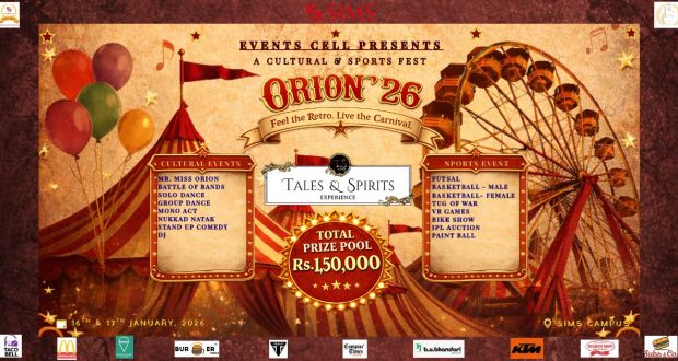 Students celebrating ORION 2026 cultural and sports fest at SIMS Pune