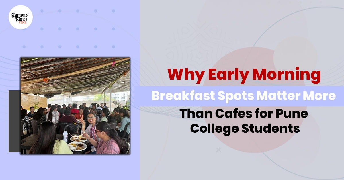 College students eating breakfast at a morning food spot in Pune
