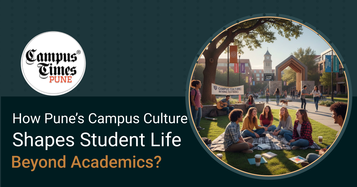 Students participating in clubs, events, and informal learning activities on Pune college campuses